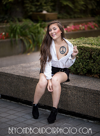 Peace Symbol Girl in the Garden